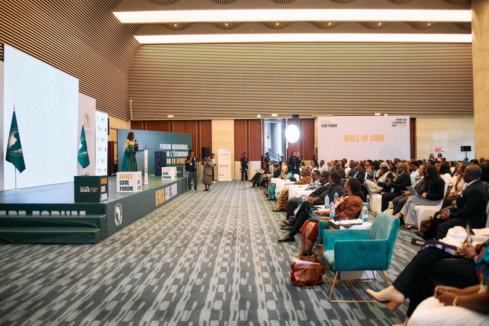 Wide view of the Africa Care Forum opening ceremony in the plenary hall at the African Union Commission in Addis Ababa