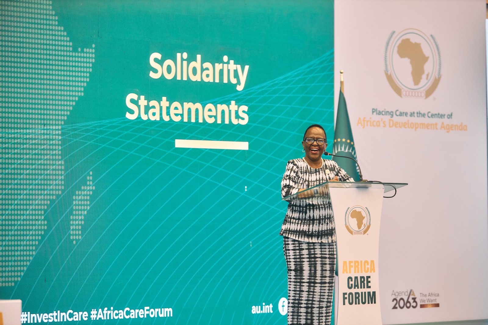 Delegate delivering a solidarity statement at the Africa Care Forum opening ceremony