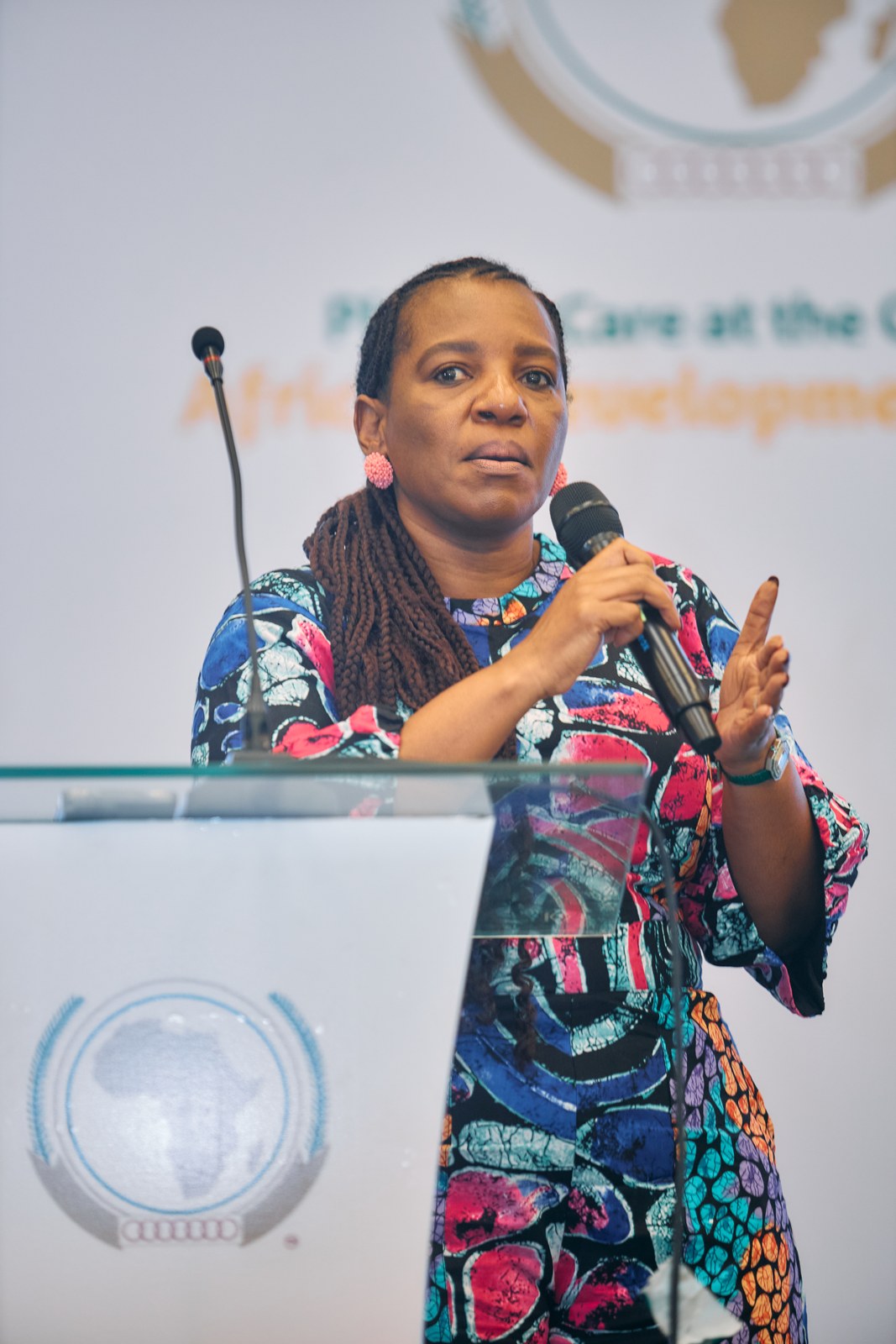 Speaker addressing the Africa Care Forum under the theme of placing care at the centre of Africa's development agenda